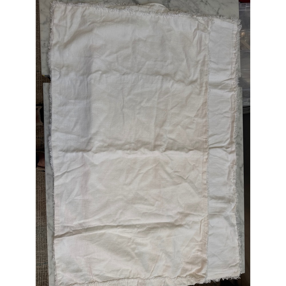 Casaluna Linen Blend Frayed Edge Pillow Sham White King Size 20x36 Modern Boho
